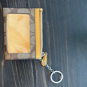 Coach Signature Keychain Wallet - Brown and Yellow